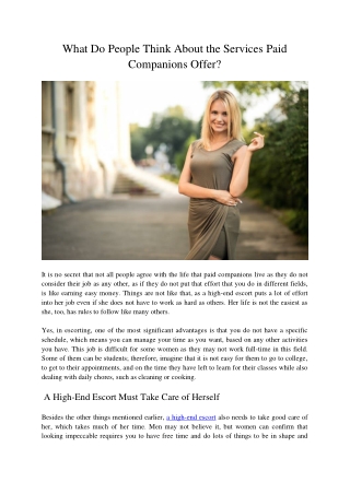 What Do People Think About the Services Paid Companions Offer