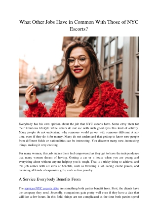 What Other Jobs Have in Common With Those of NYC Escorts