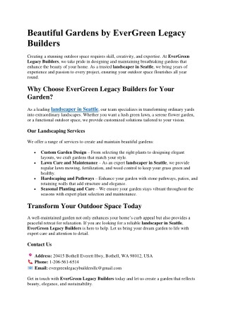Beautiful Gardens by EverGreen Legacy Builders