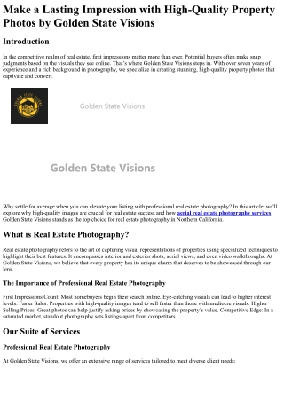 Make a Lasting Impression with High-Quality Property Photos by Golden State Visi