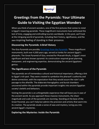 Greetings from the Pyramids Your Ultimate Guide to Visiting the Egyptian Wonders