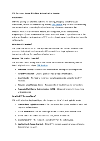 Best Free OTP SMS Service – Secure & Reliable Solutions