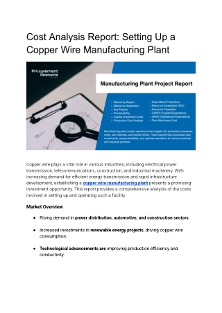 Cost Analysis Report_ Setting Up a Copper Wire Manufacturing Plant