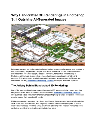 Why Handcrafted 3D Renderings in Photoshop Still Outshine AI-Generated Images