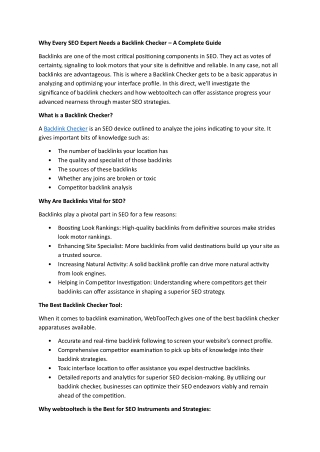 Why Every SEO Expert Needs a Backlink Checker – A Complete Guide