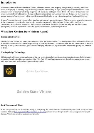 Fly High with Golden State Vision’s Aerial Real Estate Photography Services