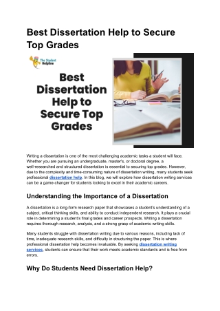 Best Dissertation Help to Secure Top Grades