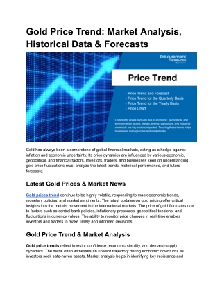 Gold Price Trend: Market Analysis, Historical Data & Forecasts