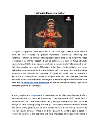 Kuchipudi dance information | Nrityangana