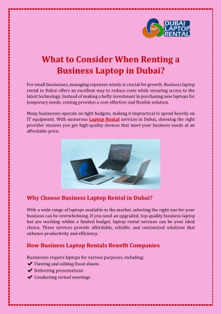 What to Consider When Renting a Business Laptop in Dubai?