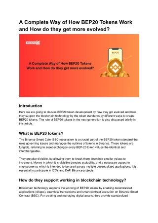 A Complete Way of How BEP20 Tokens Work and How do they get evolved