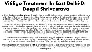 Vitiligo Treatment In East Delhi-Dr. Deepti Shrivastava