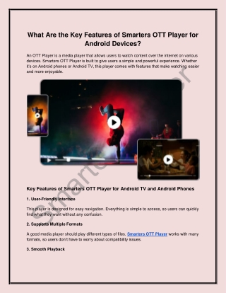What Are the Key Features of Smarters OTT Player for Android Devices?
