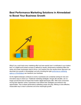 From Clicks to Conversions: Boost Your Business with Performance Marketing Servi