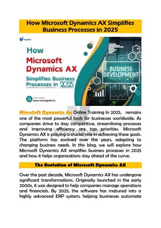 Learn MicroSoft Dynamics Ax Online Training D365