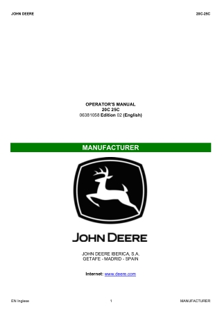 John Deere 20C 25C Tractors Operator’s Manual Instant Download (Publication No.OM06381058)