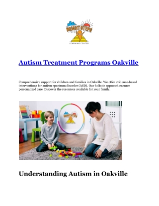 Autism Treatment Programs Oakville