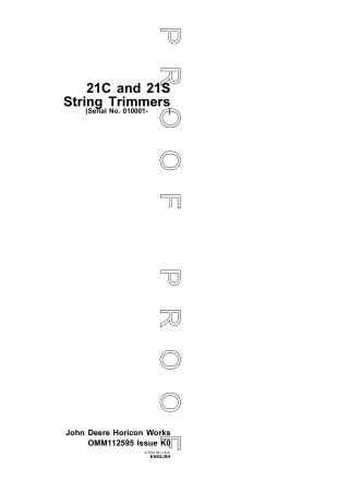 John Deere 21S String Trimmers Operator’s Manual Instant Download (PIN010001-) (Publication No. OMM112595)