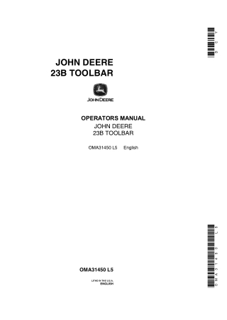 John Deere 23B Toolbar Operator’s Manual Instant Download (Publication No.OMA31450)