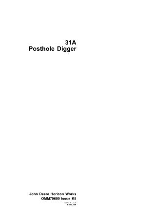 John Deere 31A Posthole Digger Operator’s Manual Instant Download (Publication No.OMM79609)