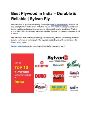 Best Plywood in India – Durable & Reliable _ Sylvan Ply (1)