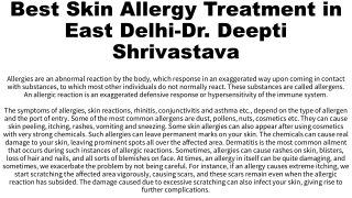 Best Skin Allergy Treatment in East Delhi-Dr Deepti Shrivastava