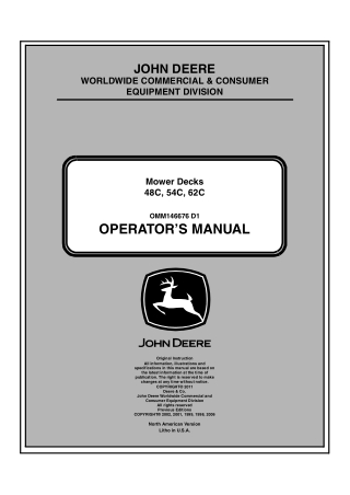 John Deere 48C Mower Decks Operator’s Manual Instant Download (PIN010001-) (Publication No.OMM146676)