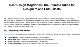 Best Design Magazines_ The Ultimate Guide for Designers and Enthusiasts
