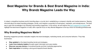 Best Magazine for Brands & Best Brand Magazine in India_ Why Brandz Magazine Leads the Way