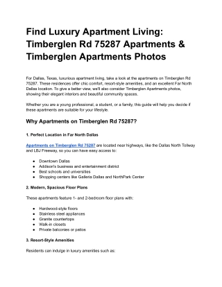 Find Luxury Apartment Living_ Timberglen Rd 75287 Apartments & Timberglen Apartments Photos