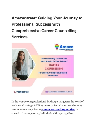 Amazecareer - Transform Your Career with Expert Counselling Services for Lasting