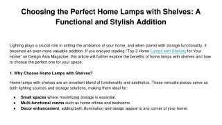 Choosing the Perfect Home Lamps with Shelves_ A Functional and Stylish Addition