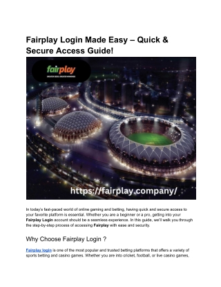 Fairplay Login Made Easy – Quick & Secure Access Guide!