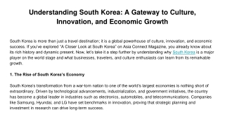 Understanding South Korea_ A Gateway to Culture, Innovation, and Economic Growth