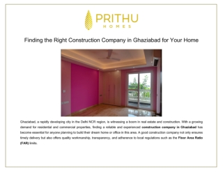 Finding the Right Construction Company in Ghaziabad for Your Home