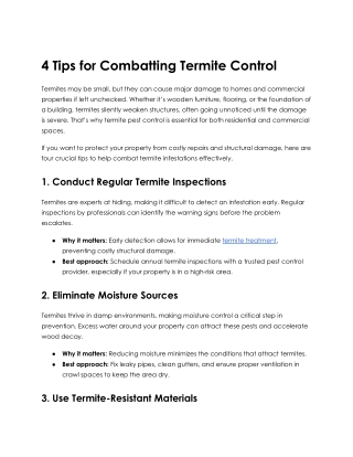 4 Tips For Combatting Termite control