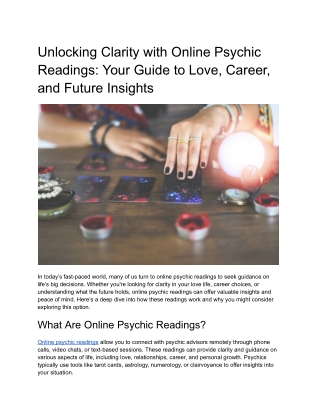 Accurate Online Psychic Readings for Love, Career & Future