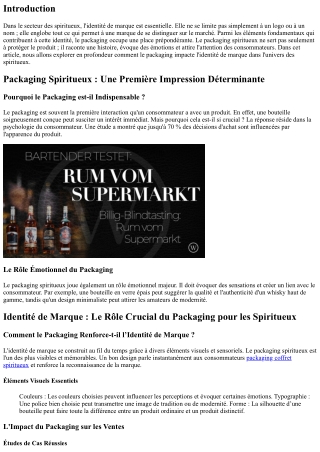 Identité de Marque : Le Rôle Crucial du Packaging pour les Spiritueux