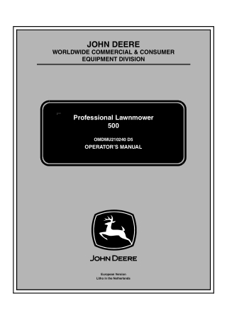 John Deere 500 Professional Lawnmower Operator’s Manual Instant Download (Publication No.OMDMU210240)