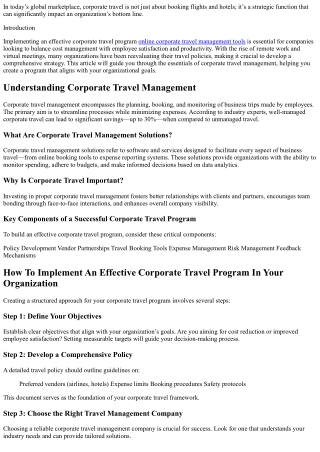 How to Implement an Effective Corporate Travel Program in Your Organization