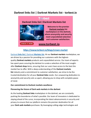 Darknet links list Darknet Markets list - torbest.io