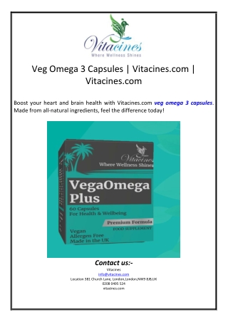 Veg Omega 3 Capsules | Vitacines.com | Vitacines.com