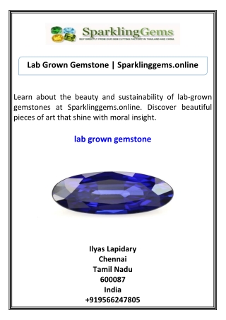 Lab Grown Gemstone Sparklinggems.online
