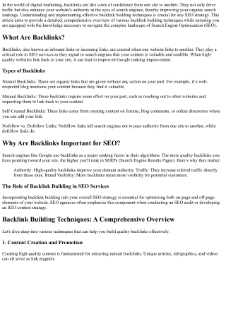 Backlink Building Techniques: A Comprehensive Overview