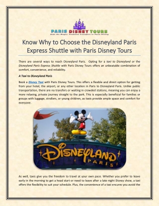 Know Why to Choose the Disneyland Paris Express Shuttle with Paris Disney Tours