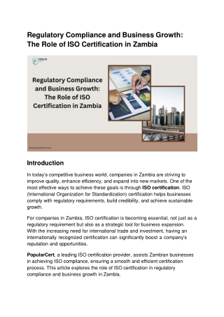 Regulatory Compliance and Business Growth_ The Role of ISO Certification in Zambia