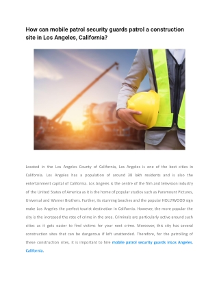 How can mobile patrol security guards patrol a construction site in Los Angeles, California