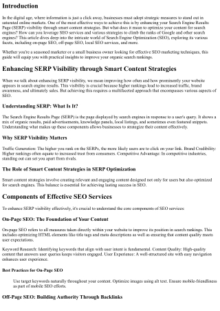 Enhancing SERP Visibility through Smart Content Strategies