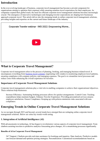 Emerging Trends in Online Corporate Travel Management Solutions