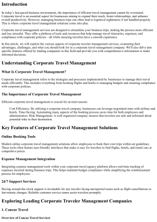 Streamlining Your Business Trips: Top Corporate Traveler Management Services